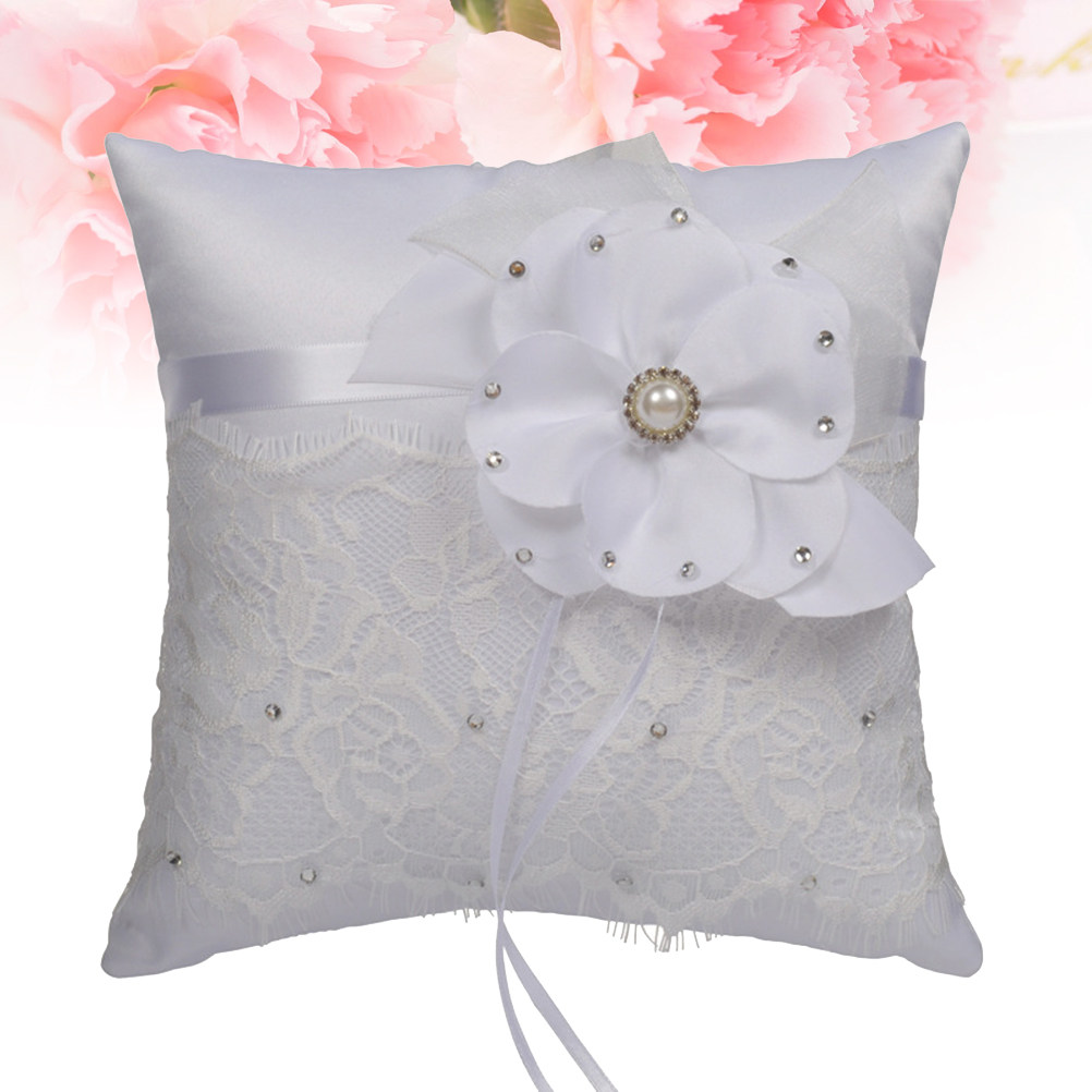 Ring Bearer Pillow - Wedding Ring Pillow Lace Flower Crystal