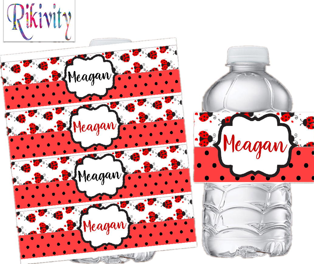 Wedding Water Supply - Personalised Ladybug Red Polka Dot Water