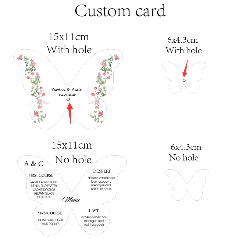 Custom Elegant Butterfly Menu  – Wedding Supply Business Bewertung und Preis
