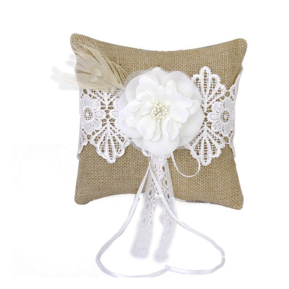 Brown White Jute Bridal Weddin – Ring Bearer Pillow Bewertung und Preis