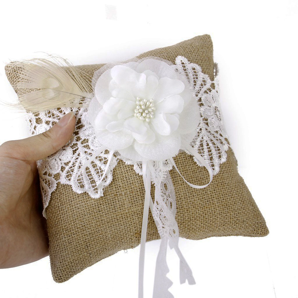 Brown White Jute Bridal Weddin – Ring Bearer Pillow Bewertung und Preis
