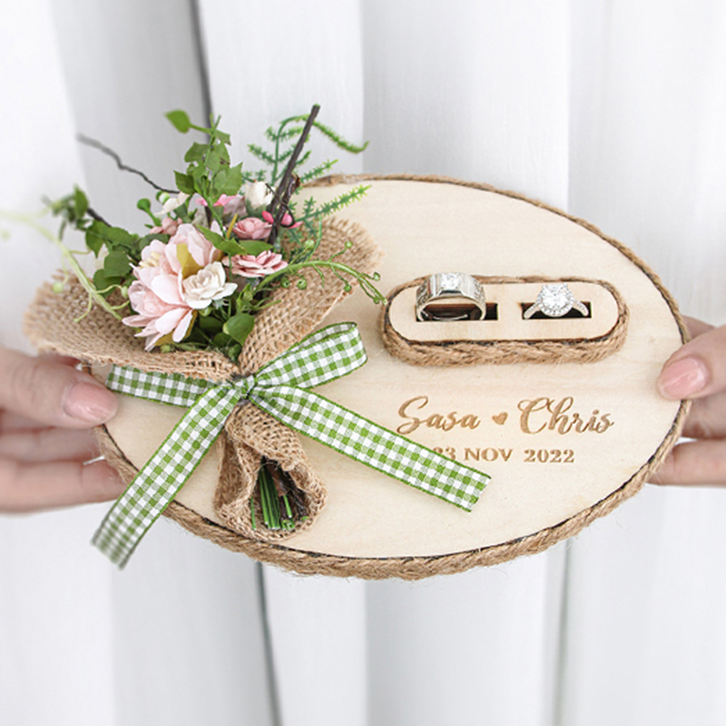 Custom Oval Wooden Flowers Eng – Ring Bearer Pillow Bewertung und Preis