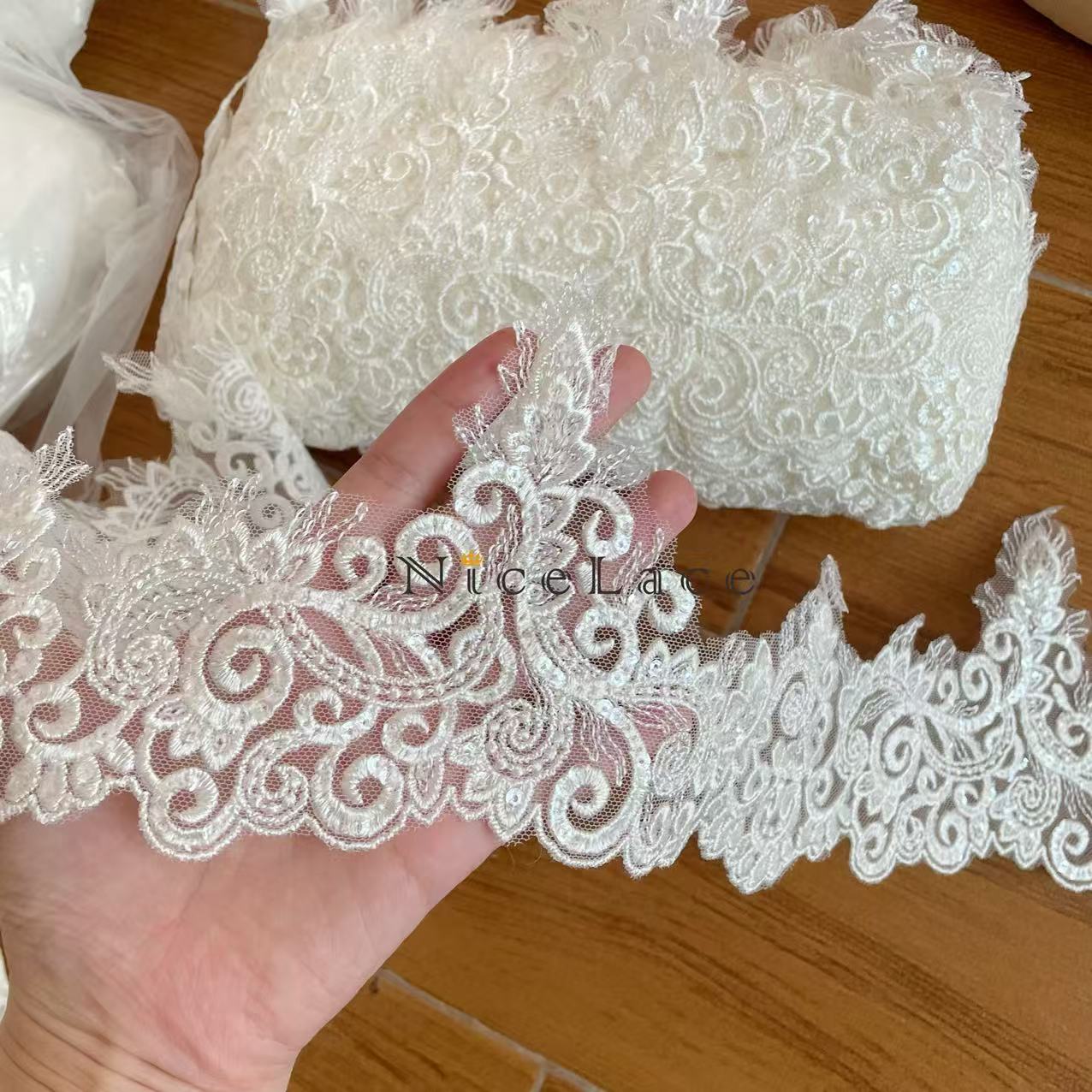 1 yard ivory Embroidery Lace E – Wedding Water Supply Bewertung und Preis