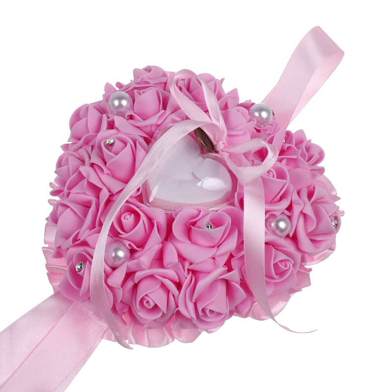 1Pcs Heart-shape Rose Flowers  – Ring Bearer Pillow Bewertung und Preis