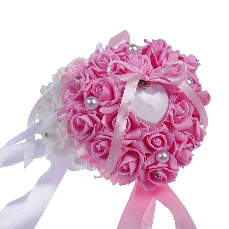 1Pcs Heart-shape Rose Flowers  – Ring Bearer Pillow Bewertung und Preis