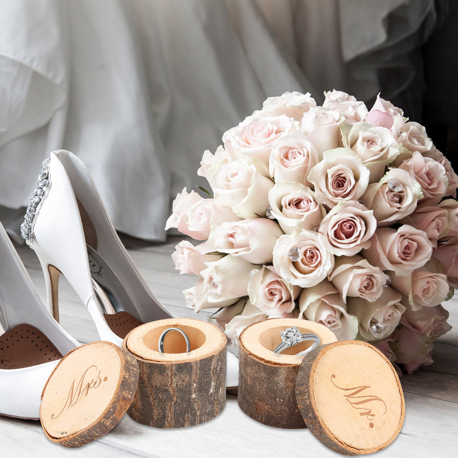 2Pcs Wooden Printed Mr Mrs Wed – Ring Bearer Pillow Bewertung und Preis