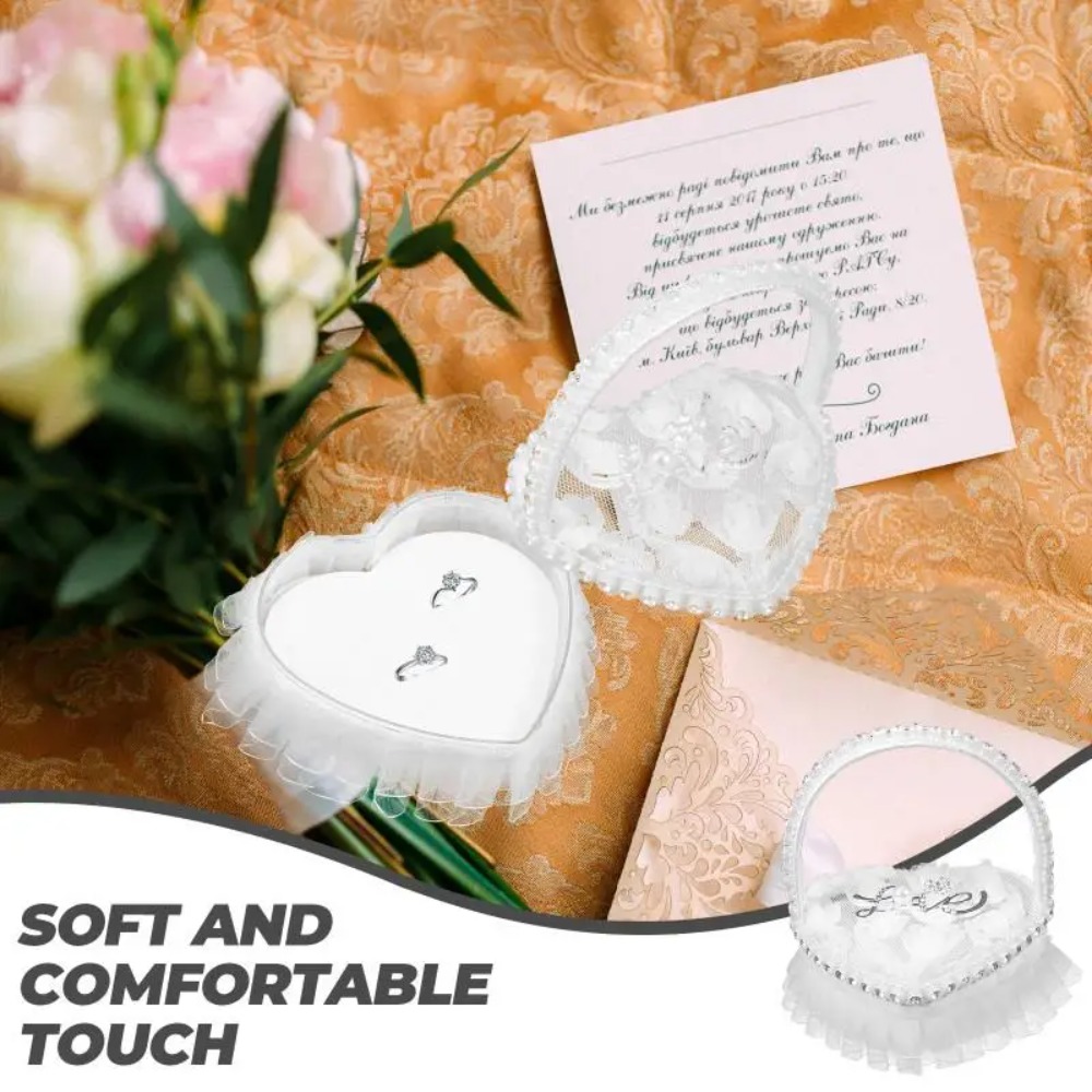 White Lace Heart-shaped Ring B – Ring Bearer Pillow Bewertung und Preis