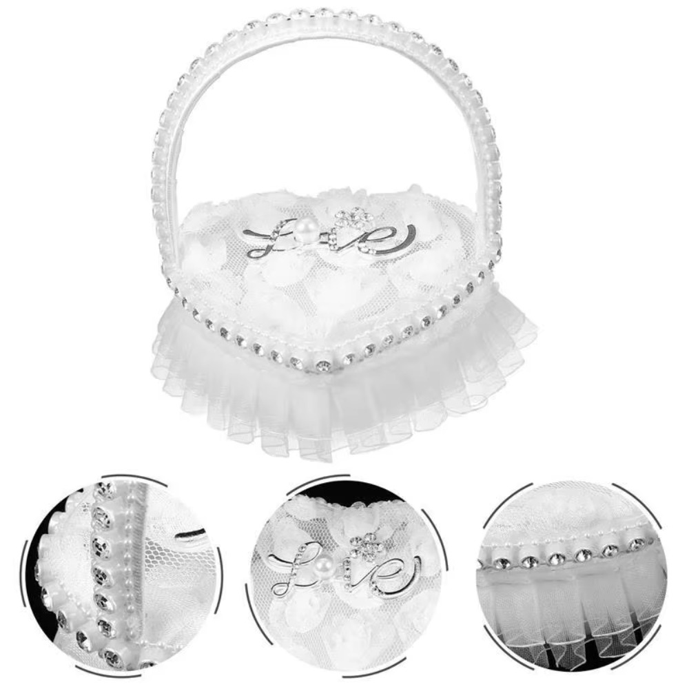 White Lace Heart-shaped Ring B – Ring Bearer Pillow Bewertung und Preis